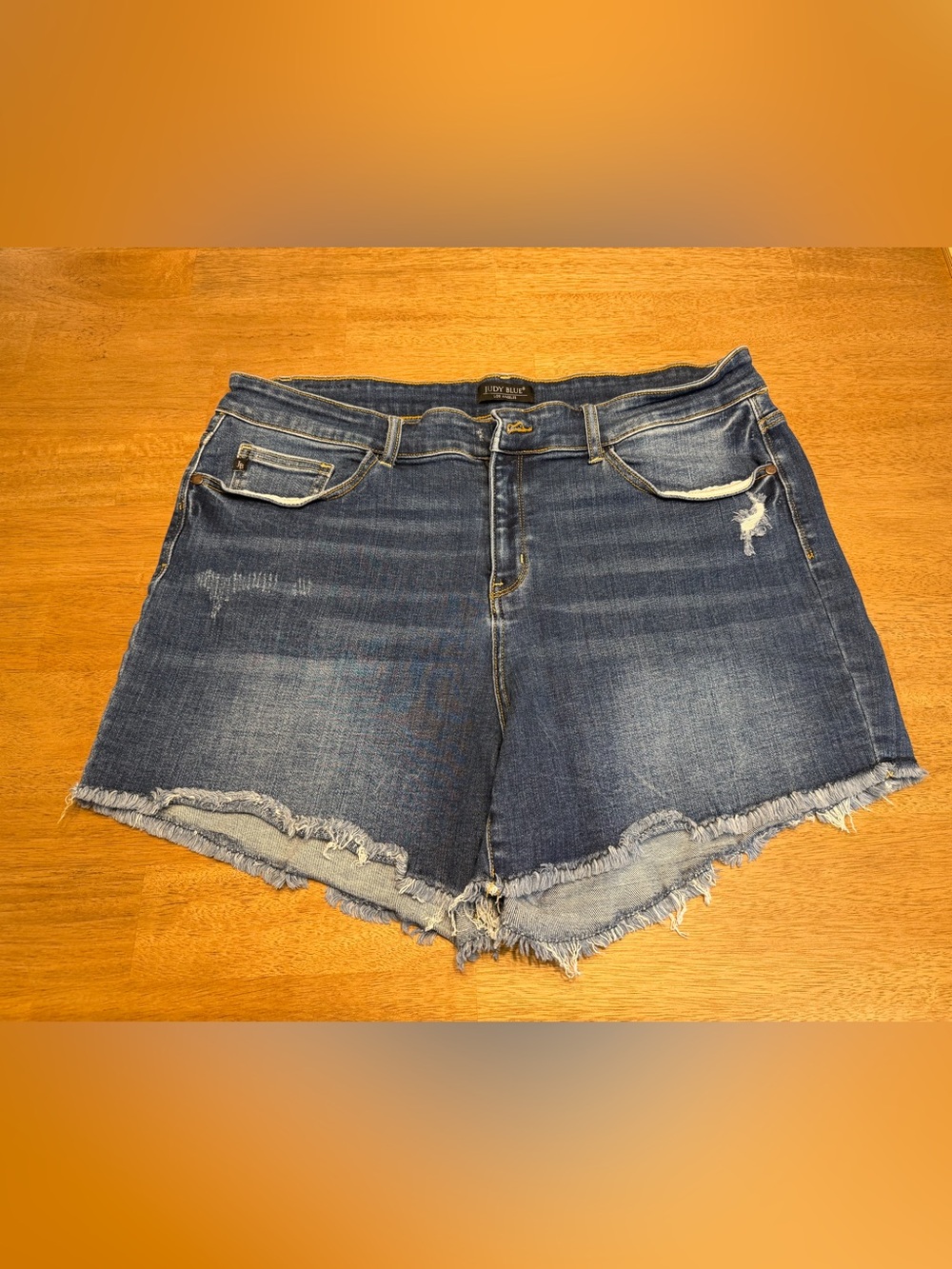 Judy Blue Plus Size 3XL Denim Jean Cutoff Shorts Dark Wash Raw Hem Distressed